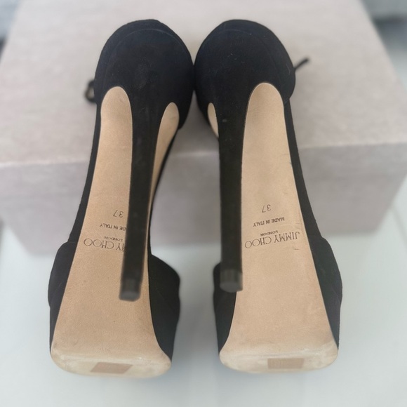 Jimmy Choo Black Suede 150mm Platform pump -NEW IN BOX- size 37 - Picture 6 of 9